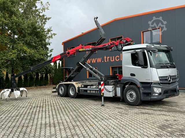 Grue montée sur camion MERCEDES-BENZ ACTROS 2546 6x2 Abrollkip Kran Palfinger Q150Z95