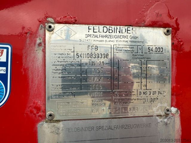 Silo oplegger FELDBINDER EUT 54.3 liegend. Silo 54.000 Liter 3 Achs