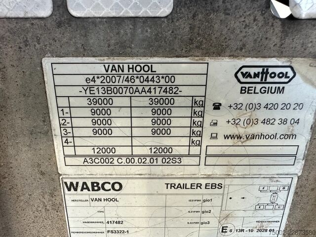 Transport af containere Van Hool 3-ASSIGE OPLEGGER 20FT/30FT ADR CHASSIS / galva...
