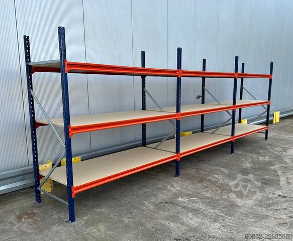 Breedvak opslagsstelling ca. 57 lfm. Weitspannregale H: 200 cm T: 80 cm , 400 kg Fachlast , 3 Ebenen
