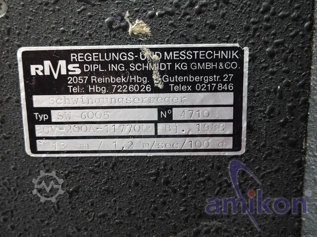 RMS SW 6005 wzbudnik drgań shaker 11 770 N system testowania wibracji część zamienna RMS RMS SW 6005