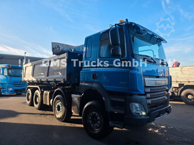 Three-sided tipper truck DAF CF 460 / 8X4 / BORDMATIK / Ret / Plane