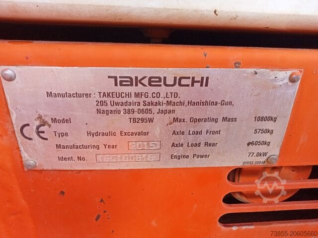 Grävmaskin på hjul Takeuchi TB 295 W with Rototilt and 3 excavator buckets