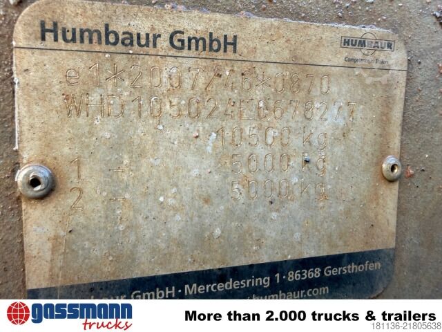 Tresidet tipvognstrailer Humbaur HTK 105020, Rampenschacht, Verzinkt