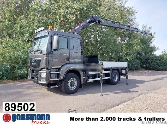 Φορτηγό με επίπεδη καρότσα MAN TGS 18.320 4x4H BL, HydroDrive, Kran Hiab X-HiPro