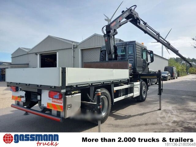 Φορτηγό με επίπεδη καρότσα MAN TGS 18.320 4x4H BL, HydroDrive, Kran Hiab X-HiPro