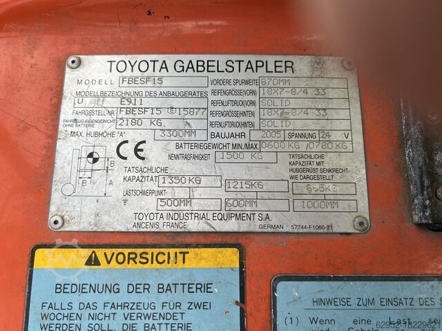 Elektrische vorkheftruck 3 wielen Toyota FBESF 15