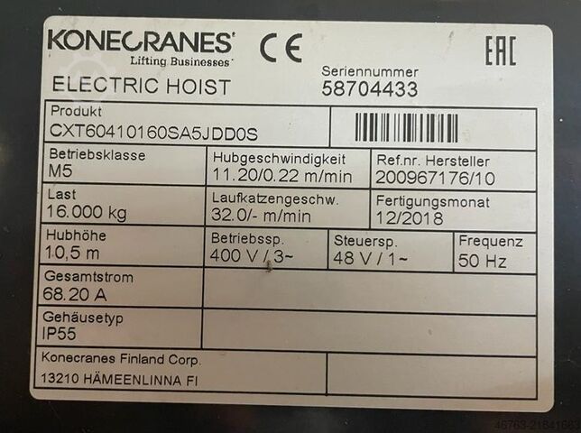 16 to CXT Krankatze Konecranes CXT Krankatze