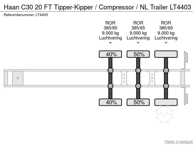Transporte de contentores Haan C30 20 FT Tipper-Kipper / Compressor / NL Trailer