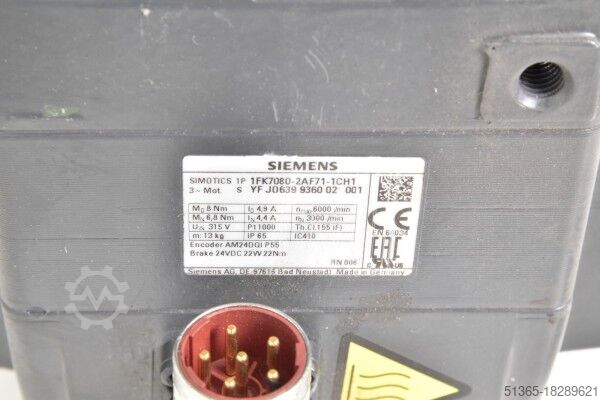 Synchronmotor Siemens 1FK7080-2AF71-1CH1