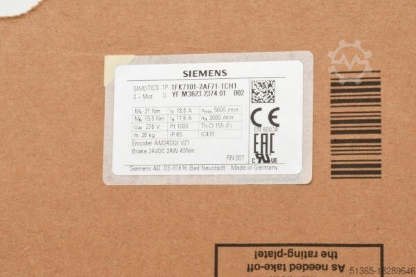 Permanentmagneterregter Synchronmotor Siemens 1FK7101-2AF71-1CH1