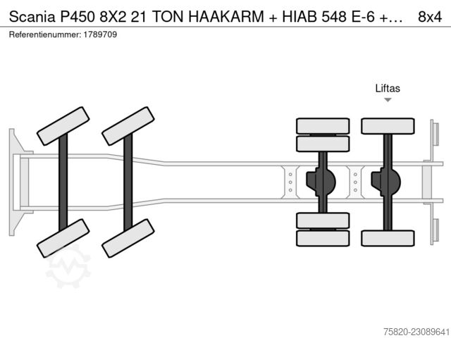  Scania P450 8X2 21 TON HAAKARM + HIAB 548 E-6 + JIB 15...