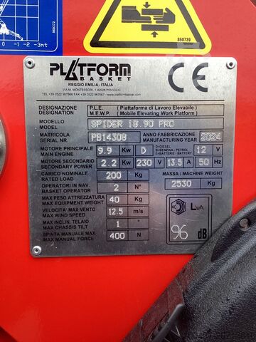 Raupenarbeitsbühne Platform Basket Spider18.90