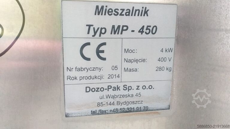 Ταινιοειδής αναμικτήρας Inox 450 L Dozo-Pak 