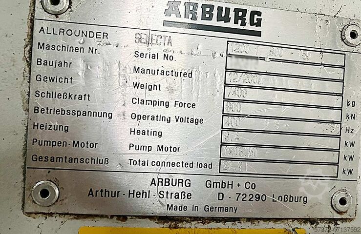 Vertikalna brizganje mašina Arburg SELECTA 1200T 800-150