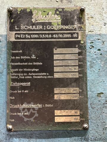 SCHULER P4 E2 SQ 1200 mechanische pers SCHULER P4 E2 SQ 1200