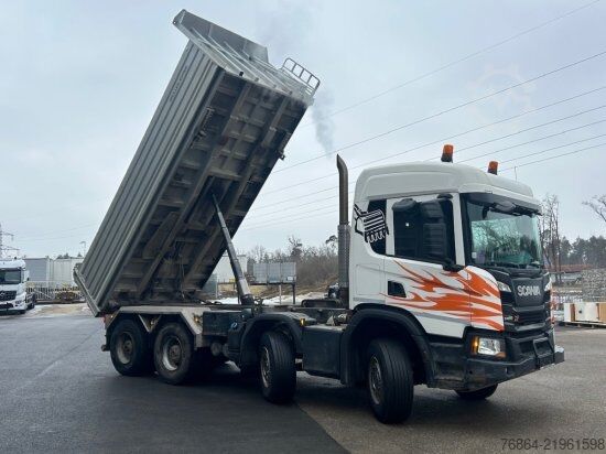 Třístranný sklápěč SCANIA P450 XT ,8X4 MEILLER GESTEINSKIPPER, BORDMATIK,  RETARDER