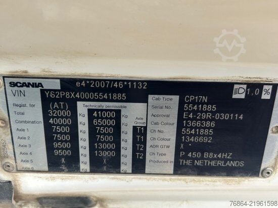 Třístranný sklápěč SCANIA P450 XT ,8X4 MEILLER GESTEINSKIPPER, BORDMATIK,  RETARDER