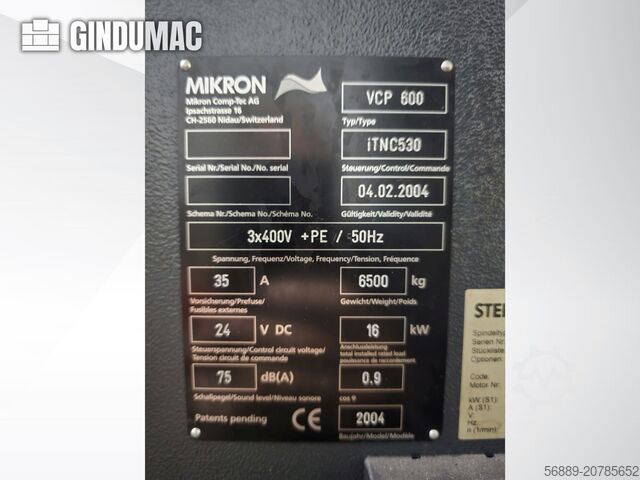 Vertical Machining Centre MIKRON VCP 600