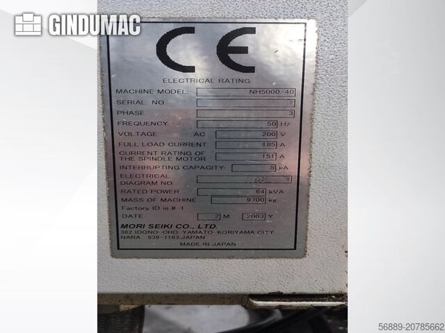 Horizontal Machining Centre MORI SEIKI NH-5000 40