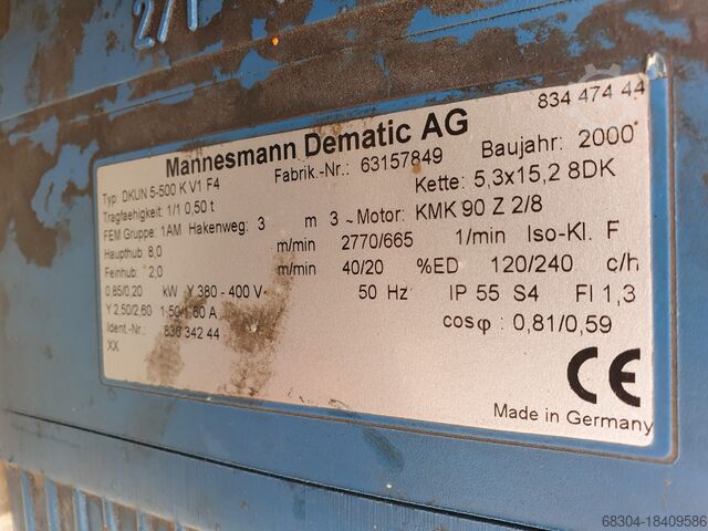 Kettingtakels - 14 stuks DEMAG / STAHL / LIFTKET 2 ton/1 ton / 500 / 250 / 160 / 125 kg.