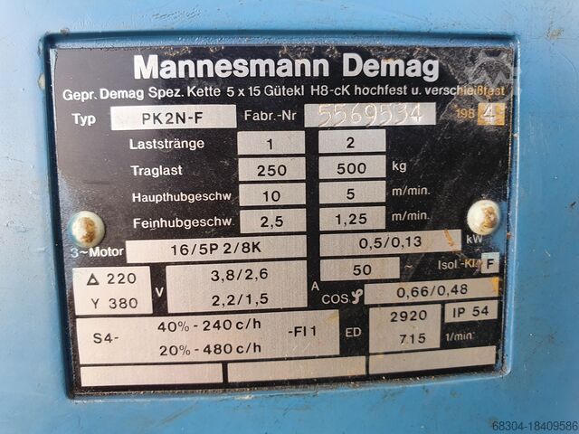 Kettingtakels - 14 stuks DEMAG / STAHL / LIFTKET 2 ton/1 ton / 500 / 250 / 160 / 125 kg.