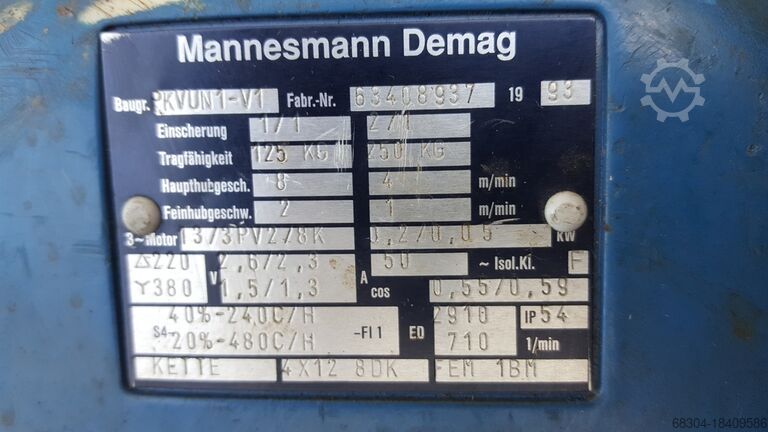 Kettingtakels - 14 stuks DEMAG / STAHL / LIFTKET 2 ton/1 ton / 500 / 250 / 160 / 125 kg.
