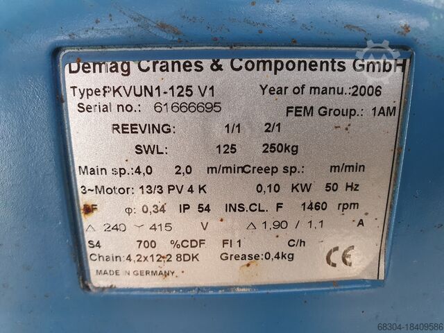 Kettingtakels - 14 stuks DEMAG / STAHL / LIFTKET 2 ton/1 ton / 500 / 250 / 160 / 125 kg.