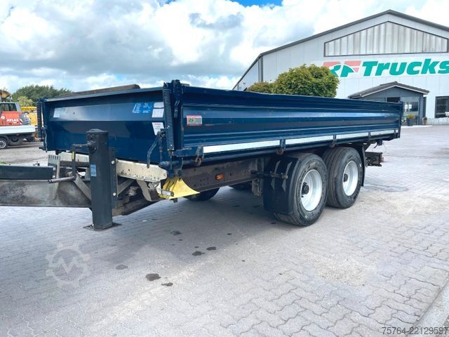 Tresidet tipvognstrailer MÜLLER-MITTELTAL 3-Seitenstahlkipper / Rampen / breite Reifen!