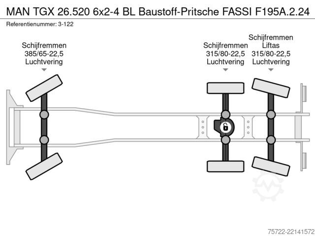 Læsseplatform MAN TGX 26.520 6x2-4 BL Baustoff-Pritsche FASSI F19...