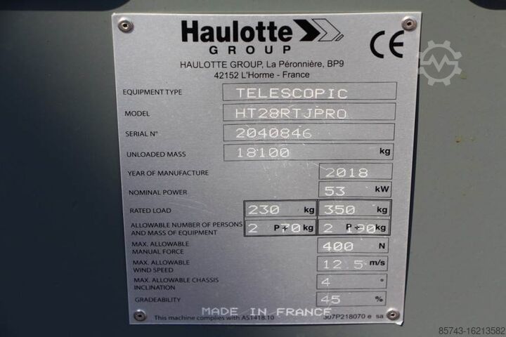 Telescopic boom lift Haulotte HT28RTJ Pro Valid inspection, *Guarantee! 28 m Wor