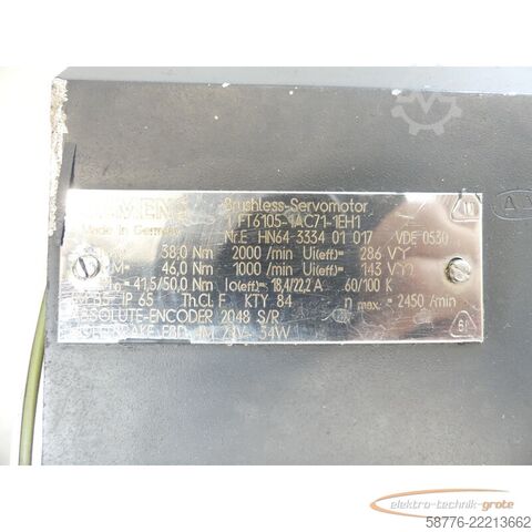 řídicí jednotka Siemens Stator für 1FT6105-1AC71 Servomotor SN EHN64333401017