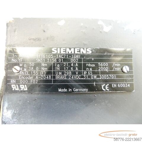  Siemens Stator für 1FT6105-1AC71 Servomotor SN YFSN31215601002
