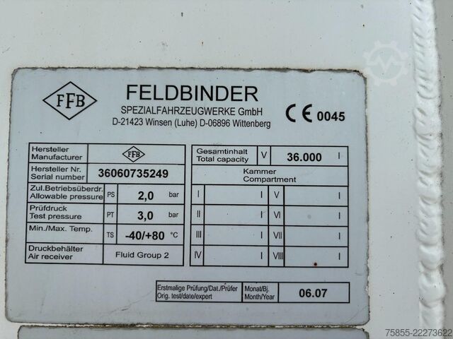 Silo Feldbinder Silo 36M3 / BPW Axles / Discbrakes