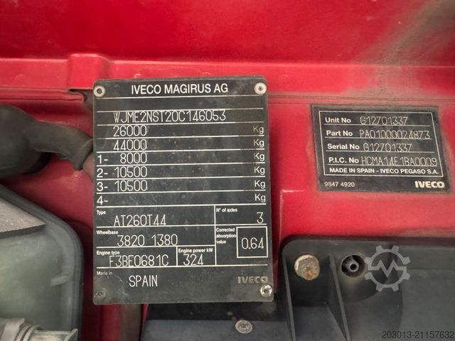 Macara montată pe camion IVECO Stralis AT260T44 6x4 Kipper Kran Pakfinger 16052