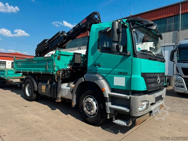 Driezijdige kipper MERCEDES-BENZ AXOR 1833*HIAB KRAN 12 M*MEILLER* MIT ANHÄNGER *
