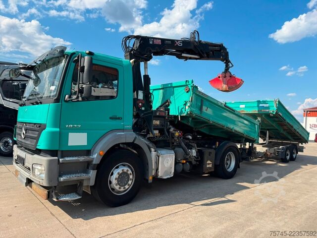 Driezijdige kipper MERCEDES-BENZ AXOR 1833*HIAB KRAN 12 M*MEILLER* MIT ANHÄNGER *