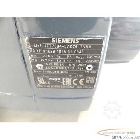 Styreenhed Siemens 1FT7084-5AC74-1NH0 YFN1629189601004 generalüberholt - 12 Mon. Gewährl.