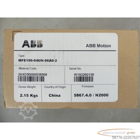 Componente ABB MFE190-04UN-06A0-2 Servoumrichter SN: 3AXD500000038568 -unegbraucht-