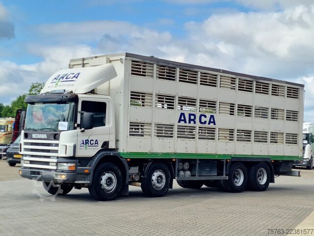  Scania 114G - 8X4 - 3 deck - double ramp -  steel / air