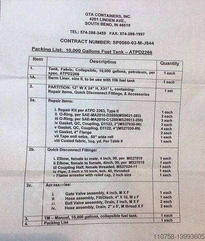 Δεξαμενή αποθήκευσης 10.000 γαλονιών (37.854 λίτρα) 10000 gallon collapsible fuel water tank