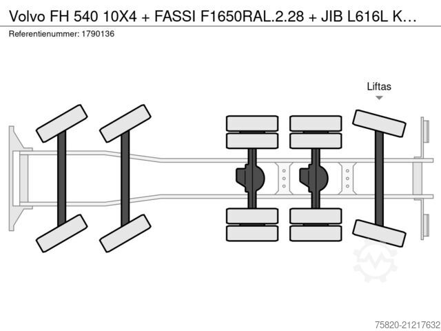 Vrachtwagen met kraan Volvo FH 540 10X4 + FASSI F1650RAL.2.28 + JIB L616L K...