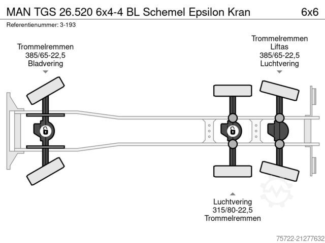 Houthouder MAN TGS 26.520 6x4-4 BL Schemel Epsilon Kran