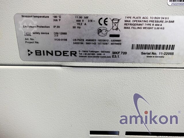 Klimaatwissel-kast met vochtregeling Binder MKF 720 E3.1 -40°C bis 180°C