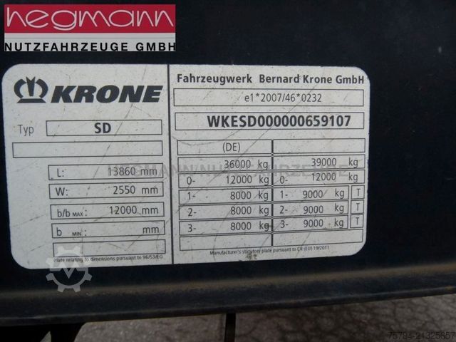 Semirremolque abierto con toldo KRONE SDP 27, BPW ECO Plus,  Standart, Deutsch