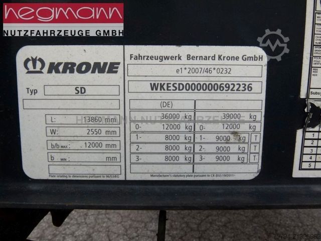 Semirremolque abierto con toldo KRONE SDP 27, BPW ECO Plus,  Standart, Deutsch