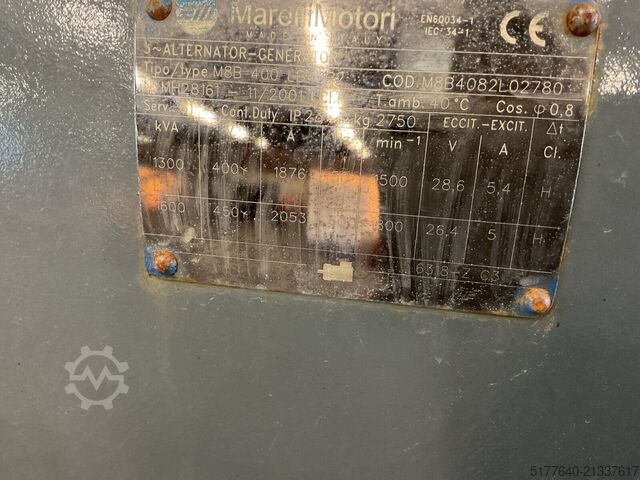 Motor Perkins 4012TAG1A, 1300KVA, Low standby hours. Complete...