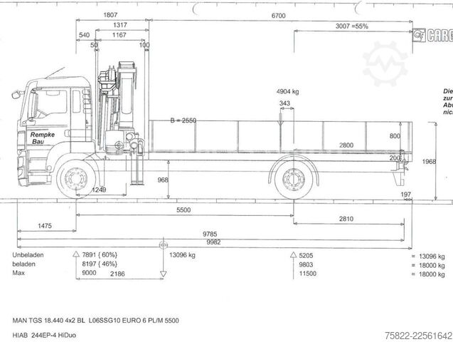 Vrachtauto met open laadbak MAN TGS 18.360 / 6,6m / Hiab 244 16m Kran