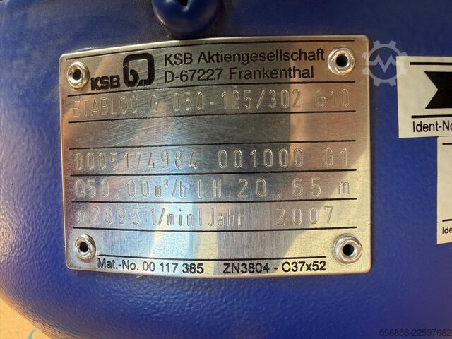 Pompa de apă KSB ETABLOC G 050-125/302 G10 KSB ETABLOC G 050-125/302 G10