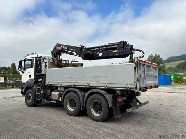 Camion-benne tricar MAN TGS 33.480 Kipper+HIAB 192-5